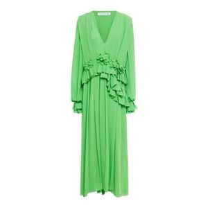 Victoria Beckham green Ruffle Midi Dress size 8